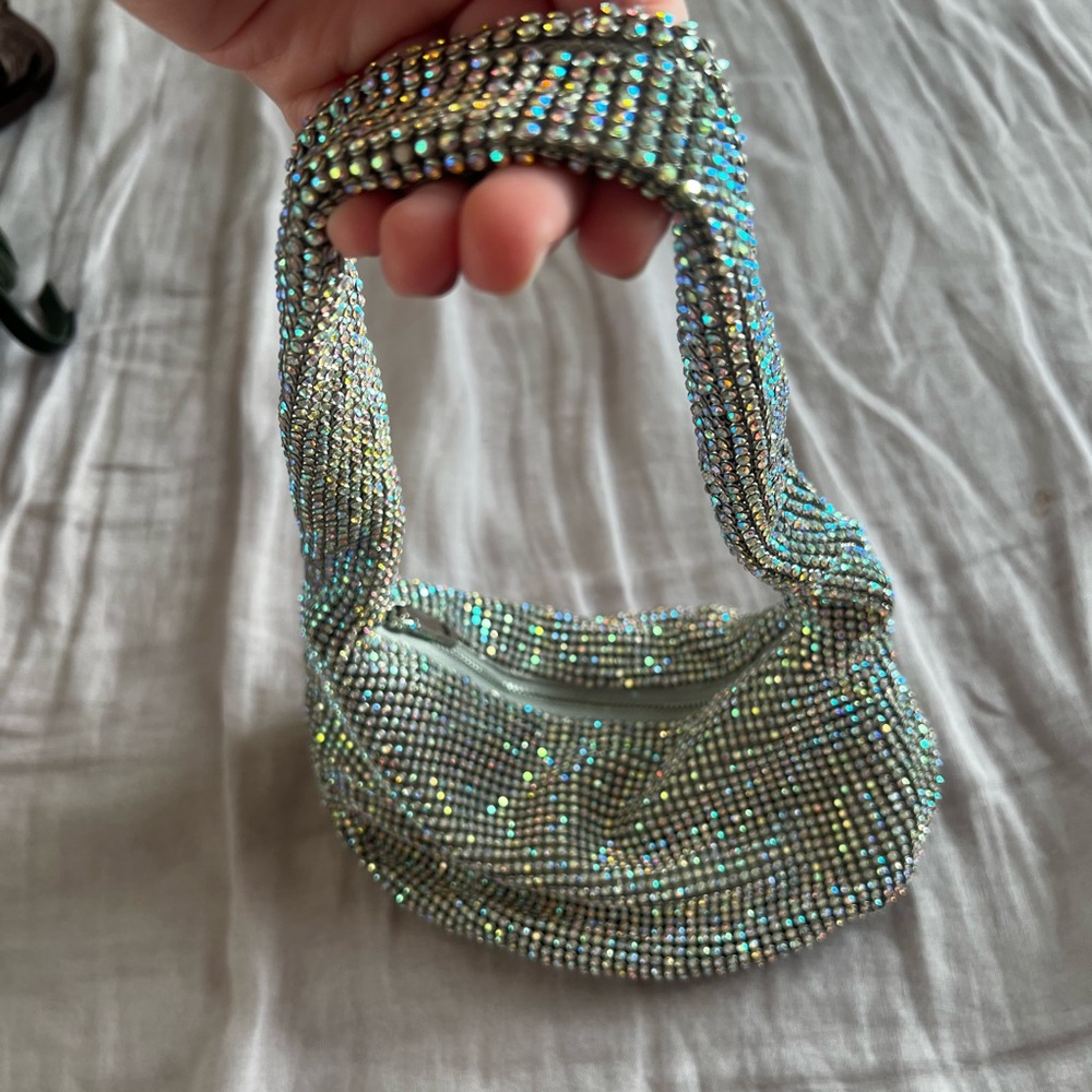 Mango Sparkling Rhinestone Shoulder Bag